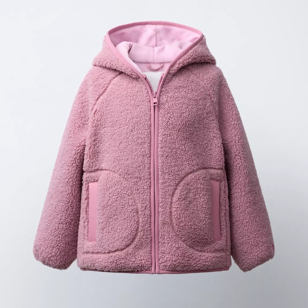 Zara Sherpa Fleece Hoodie Jacket